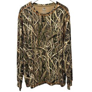 Mossy Oak Waffle Henley Shirt 2XL Camouflage Long Sleeve Tee Hunting Fishing